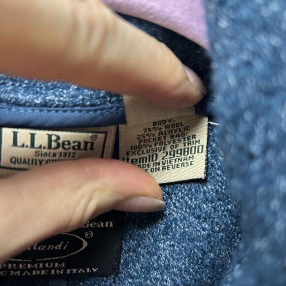 L.L. Bean Bellandi  Blue Button Up Asymmetric Wool Blend Jacket Coat Women LP - Picture 3 of 9